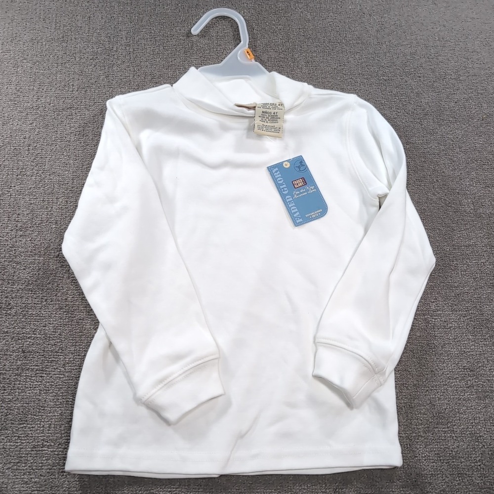 Faded Glory Boys Turtleneck Shirt‎ 4T White Stretch Long Sleeve NWT Vtg